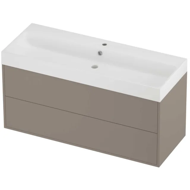 Proline Podium Badmeubelset Polystone Loft 1 Kraangat 120x46x62 cm Mat White Clay Beige