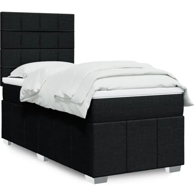 vidaXL Boxspring met matras stof zwart 100x200 cm