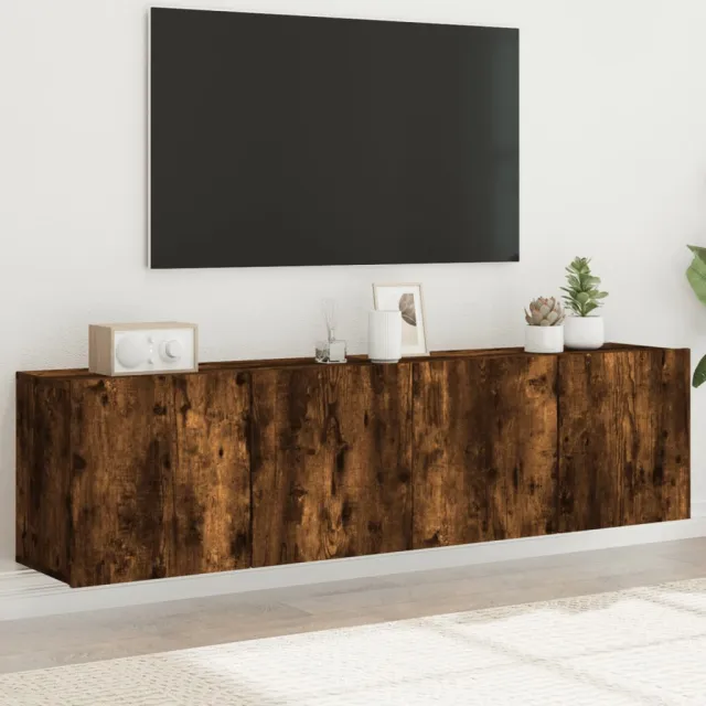 vidaXL Tv-meubels 2 st wandgemonteerd 80x30x41 cm gerookt eikenkleurig, foto 2