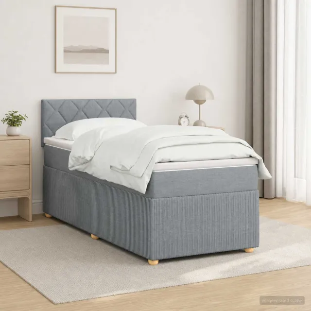 vidaXL Boxspringbed met matras Lichtgrijs 90 x 190 cm Stof