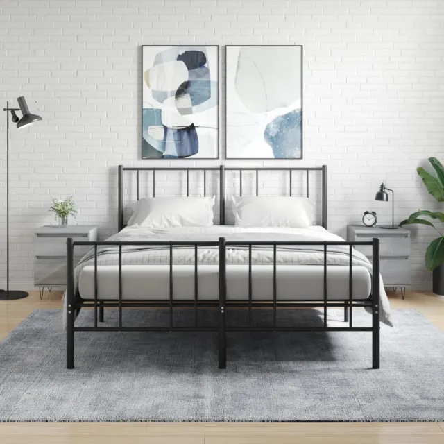 vidaXL Nachtkastjes 2 st 40x35x50 cm bewerkt hout grijs sonoma eiken, foto 2