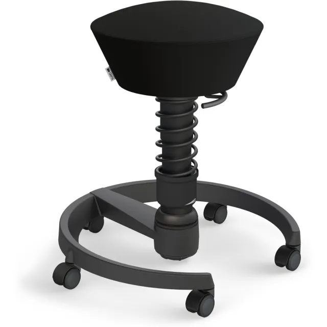 AERIS SWOPPER ergonomische bureaukruk - zwart onderstel - harde wielen - zitting kunstleder zwart - standaard