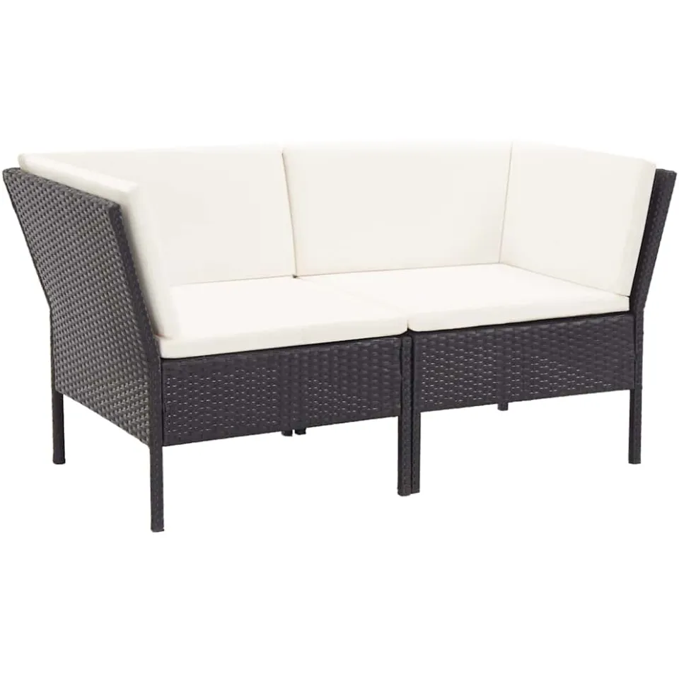 vidaXL 6-delige Loungeset met kussens poly rattan zwart, foto 3