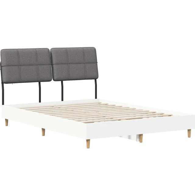 vidaXL Tweepersoonsbed met hoofdbord Wit en Lichtgrijs 150 x 200 cm