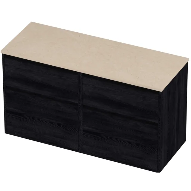 Proline Deck Badmeubelset Hardsteen Greeploos 120x46x67 cm Sand Stone Black Oak
