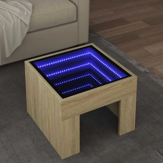 vidaXL Salontafel met Infinity LED 40x40x30 cm sonoma eikenkleurig, foto 2