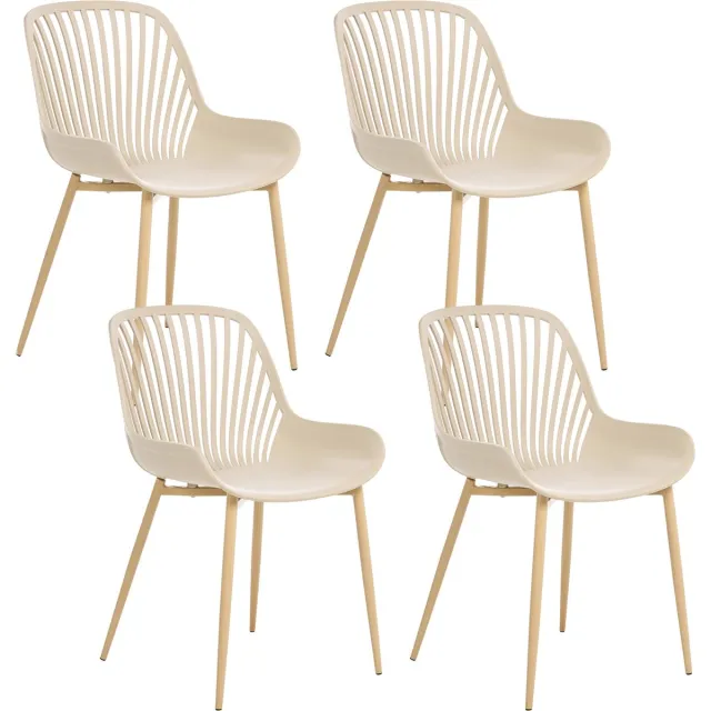 Beliani KLEVE - Set van 4 eetkamerstoelen - Beige - Synthetisch materiaal