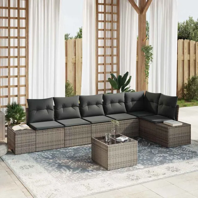 vidaXL Tuinbankenset met opslag Lichtgrijs poly rattan, foto 2