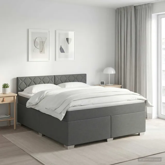 vidaXL Boxspringbed met matras Donkergrijs 140 x 190 cm Stof