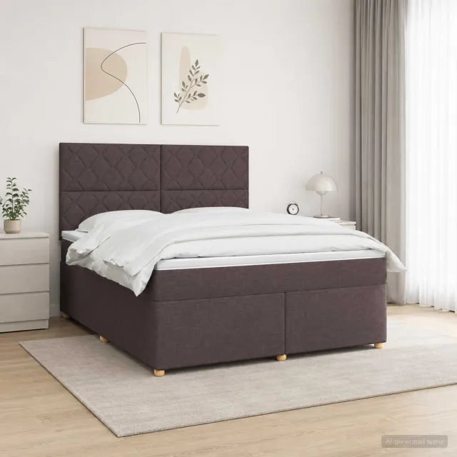 vidaXL Boxspringbed met matras Donkerbruin 160 x 200 cm Stof