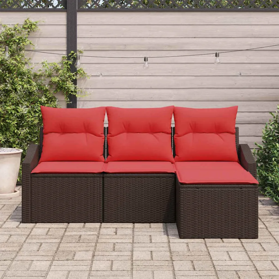 vidaXL Bankstel 4 st Bruin poly rattan, foto 3
