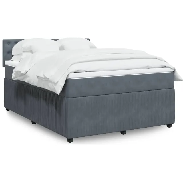 vidaXL Boxspring met matras fluweel donkergrijs 160x200 cm grijs