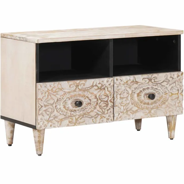 vidaXL TV-kast Wit 70 x 33,5 x 46 cm Massief Mango Hout