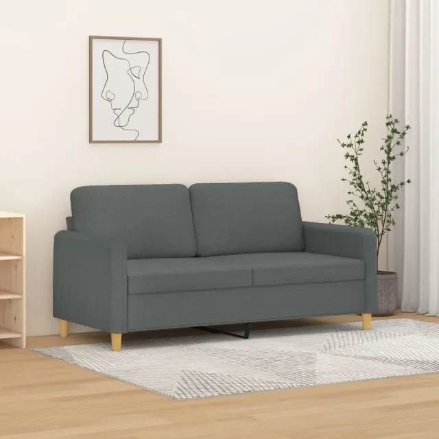 vidaXL Tweezitsbank 140 cm stof donkergrijs grijs