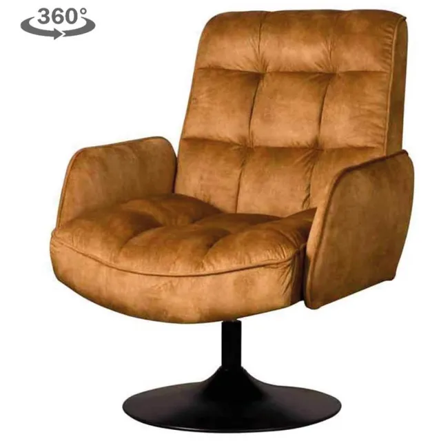 Tower Living Draaifauteuil Tropea - Geel Kunststof - Met Armleuning - 87x83x95cm