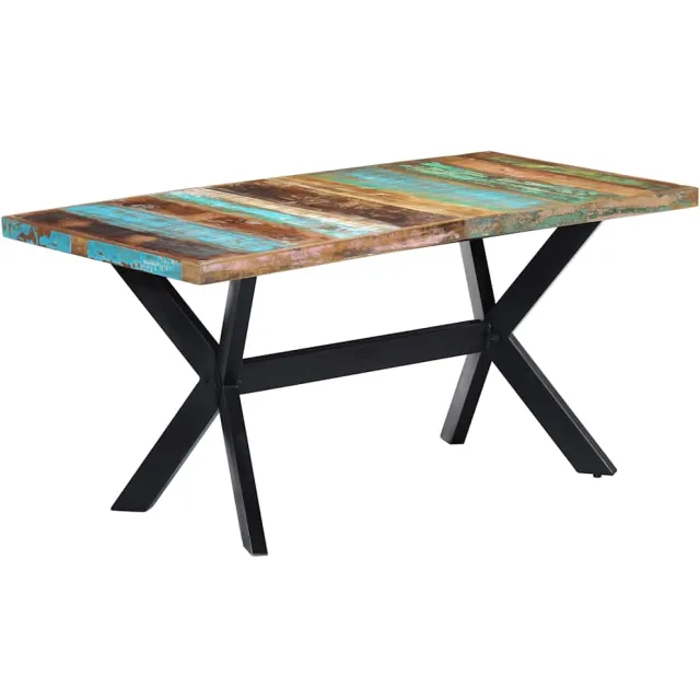 vidaXL Eettafel 160x80x75 cm massief gerecycled hout meerkleurig