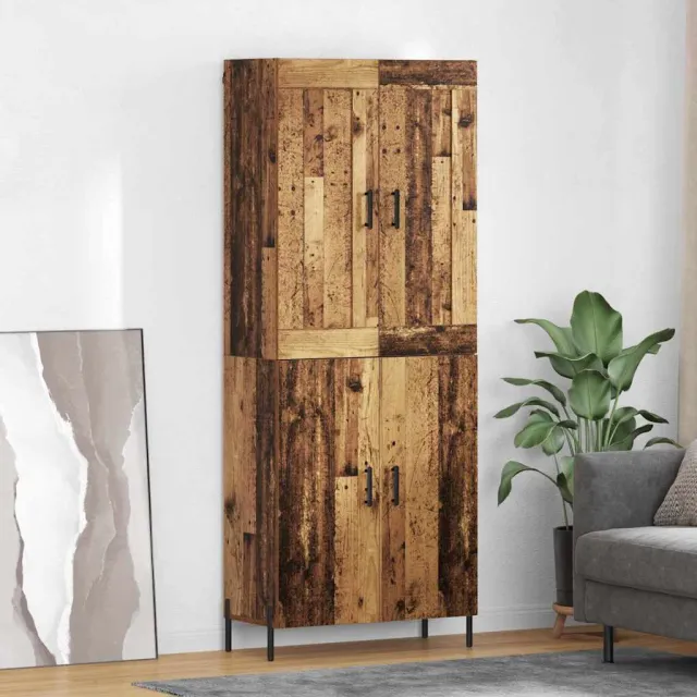 vidaXL Hoge kast 2 st Oud Hout 69,5 x 34 x 180 cm Bewerkt hout Bruin