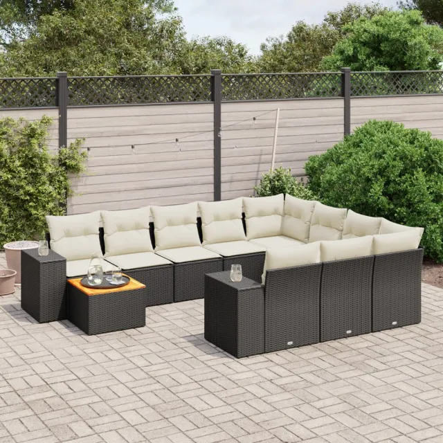 vidaXL Patio Sofa Set 10-zits Black and Cream, foto 2