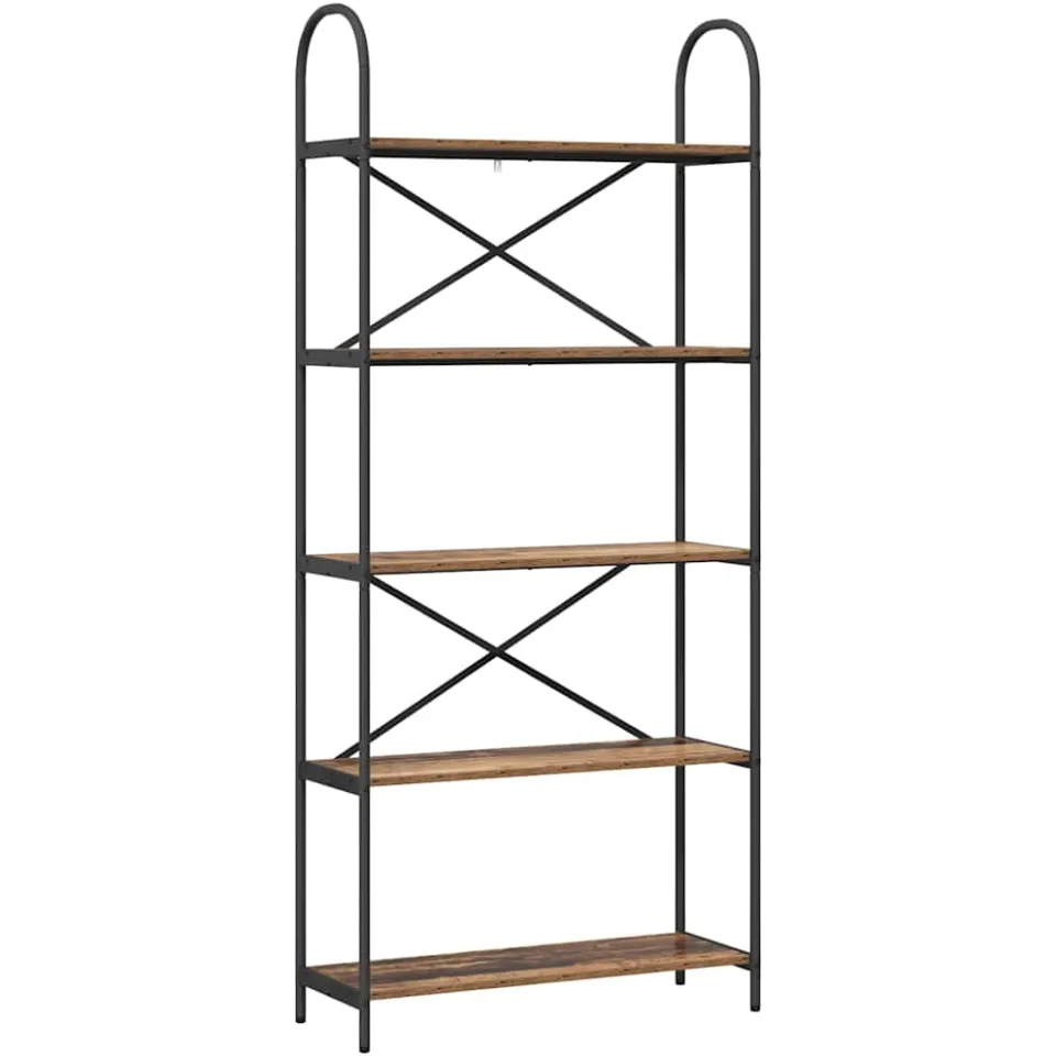 vidaXL Boekenkast 5-laags 80 x 30 x 183 cm Bewerkt hout Oudhout bruin, foto 3