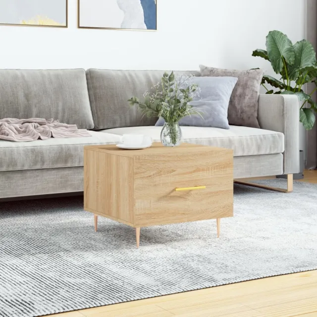 vidaXL Salontafel 50x50x35 cm bewerkt hout sonoma eikenkleurig, foto 2