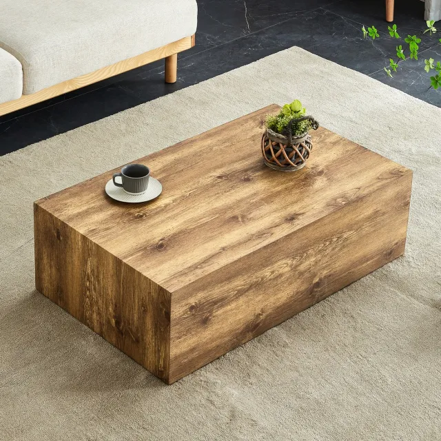 MODENUIT Salontafel - Rechthoekig Zonder Montage - Voor Woonkamer - MDF Met Houtnerf - 90x50x30 Cm Wood