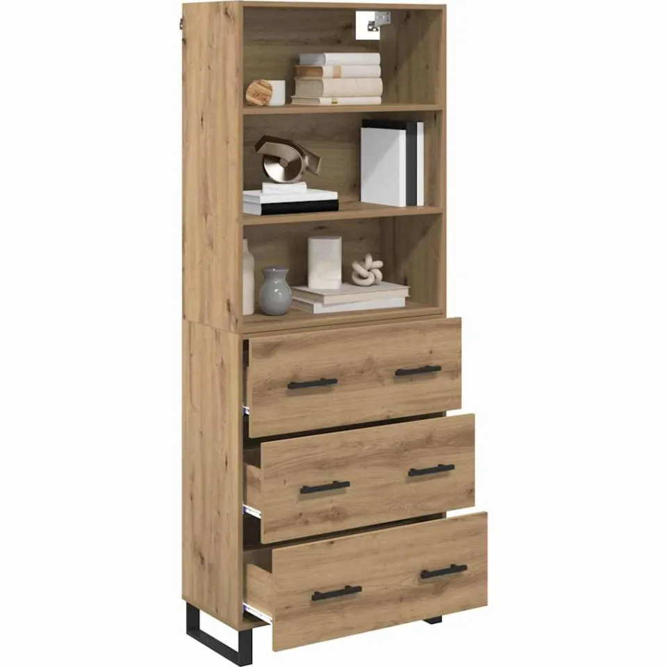 vidaXL Hoge kast 2 st Artisan Eiken 69,5 x 32,5 x 180 cm Bewerkt hout Bruin