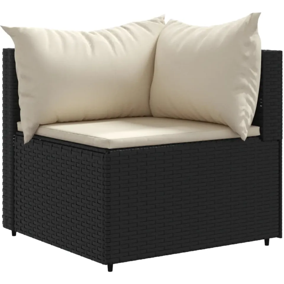 vidaXL 5-delige Loungeset met kussens poly rattan zwart
