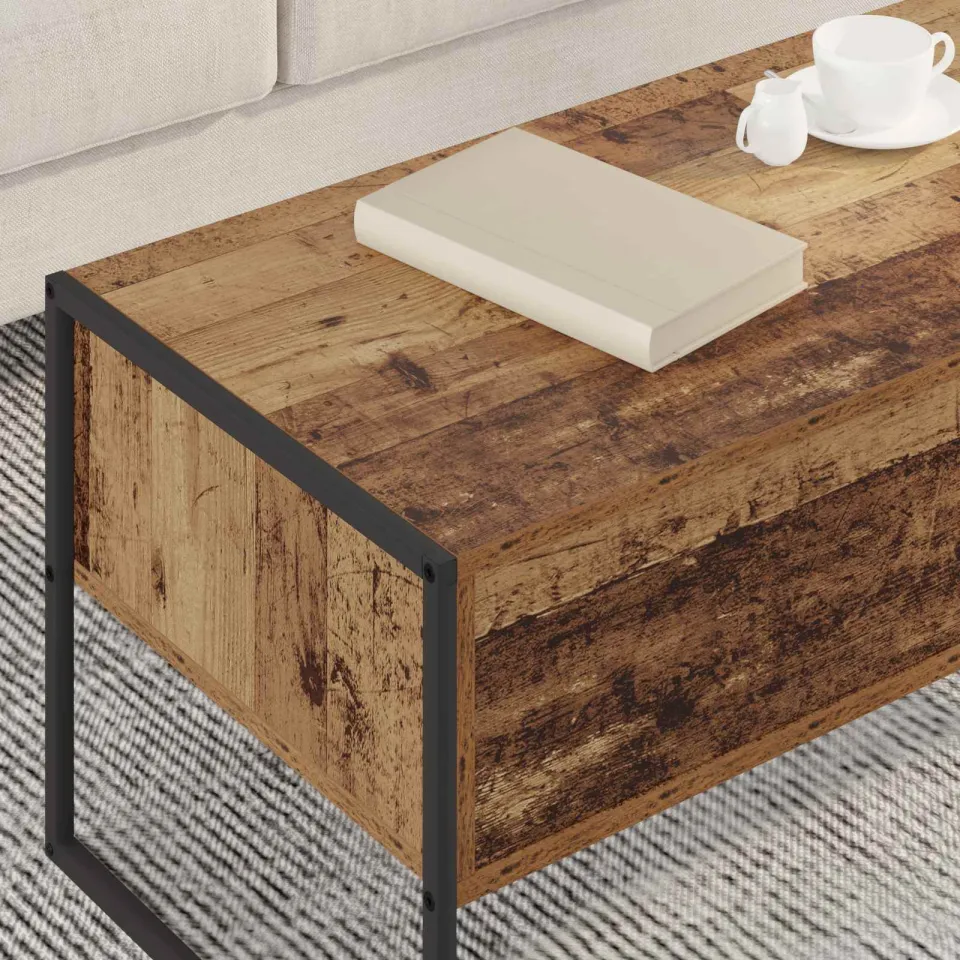 vidaXL Salontafel Oud Hout 100 x 46 x 40 cm Bewerkt hout bruin, foto 3