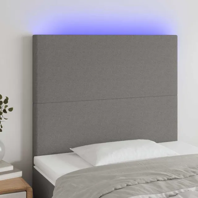 vidaXL Hoofdbord LED 90x5x118/128 cm stof donkergrijs grijs