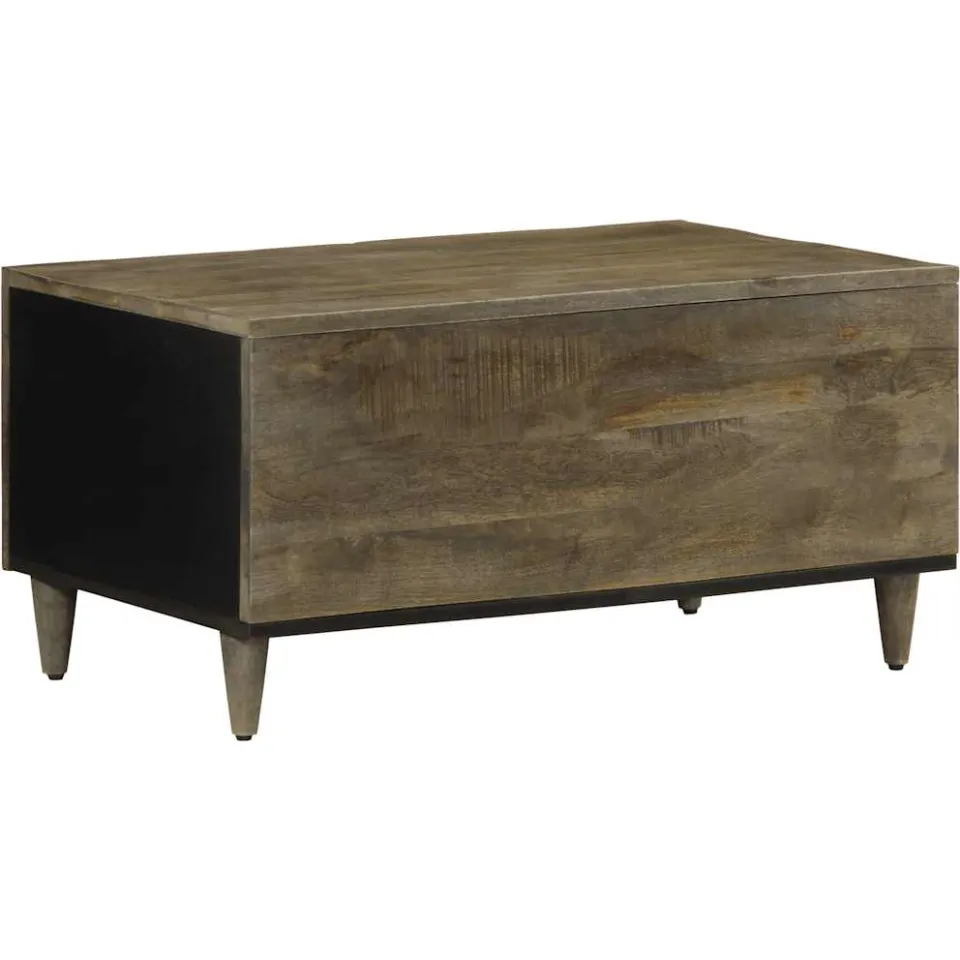 vidaXL Salontafel 80x50x40 cm massief mangohout lichtgrijs grijs, foto 4