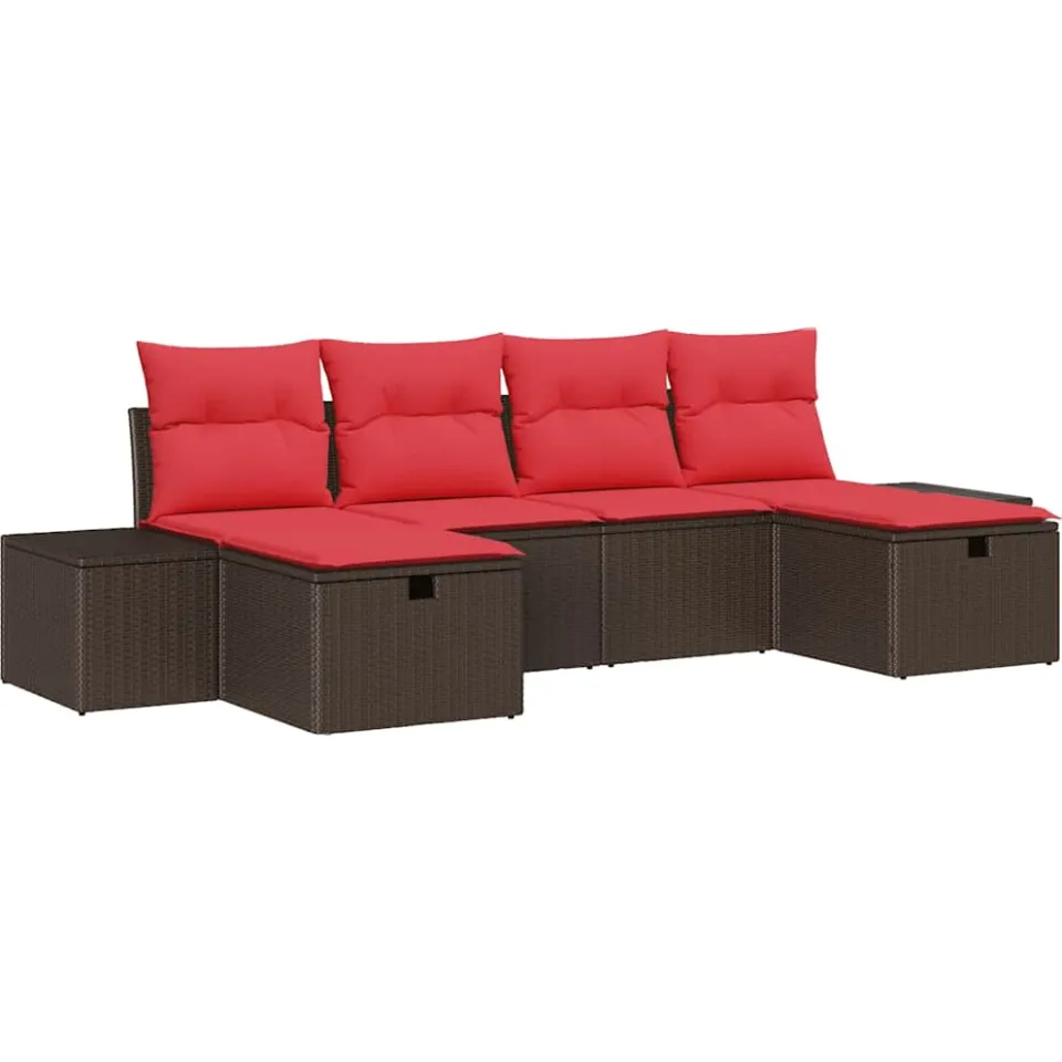 vidaXL Tuin Sofa Set 6 st Bruin poly rattan