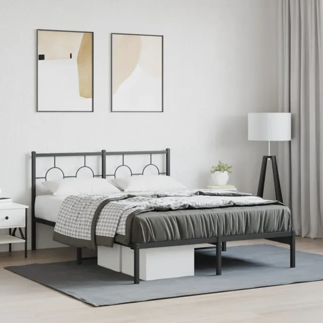 vidaXL Bedframe met hoofdbord metaal zwart 140x190 cm