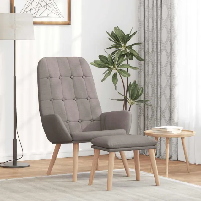 vidaXL Relaxstoel met voetenbank stof taupe