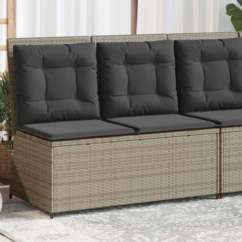 vidaXL Tuinbank Lichtgrijs poly rattan, foto 3