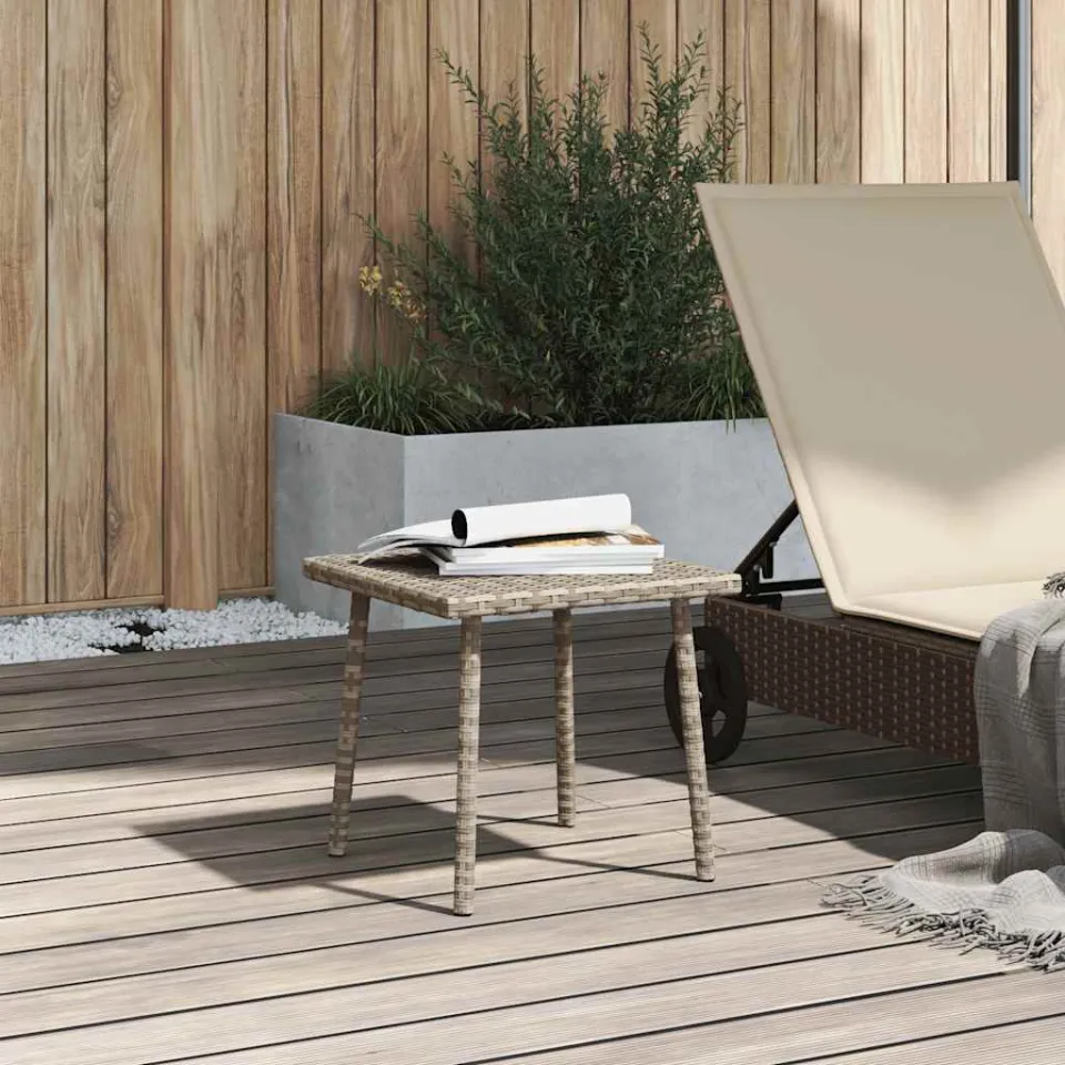 vidaXL Tuin salontafel rechthoekig 40x40x37 cm poly rattan lichtgrijs grijs, foto 3