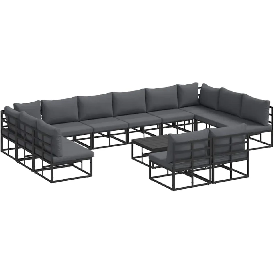 vidaXL Tuinbankenset 13 st Zwart Aluminium, foto 3