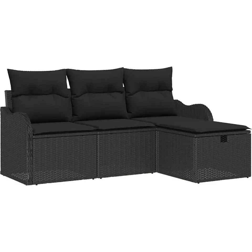vidaXL Tuin Sofa Set 4 st Poly riet Grijs