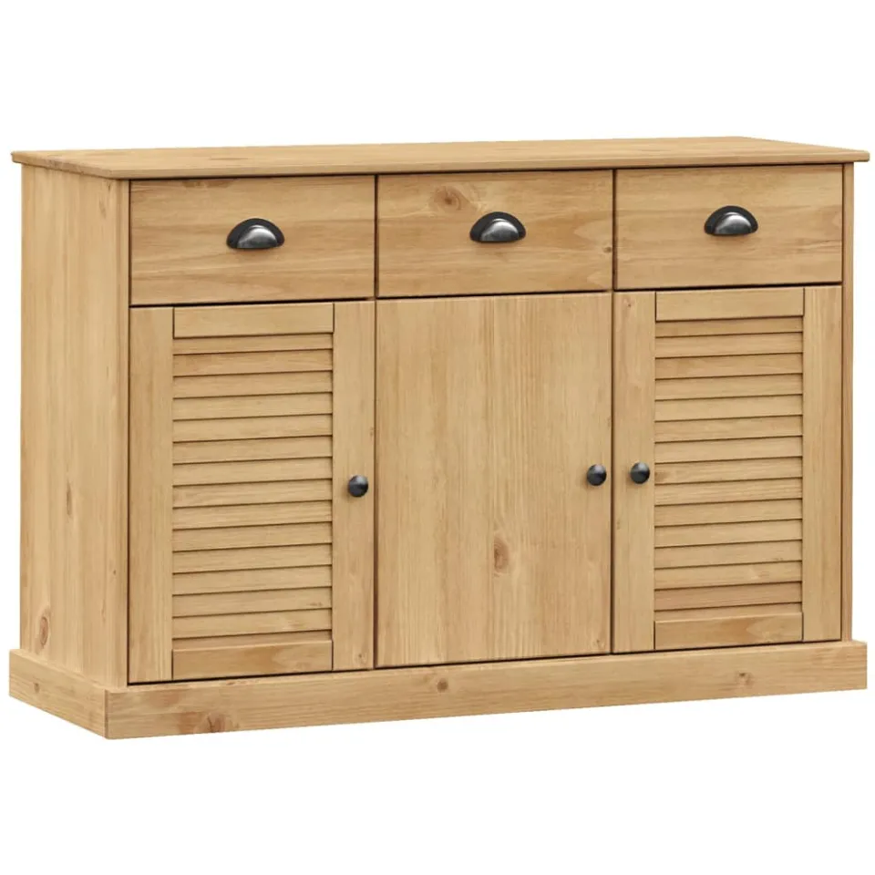 vidaXL Dressoir met lades VIGO 113x40x75 cm massief grenenhout bruin, foto 3