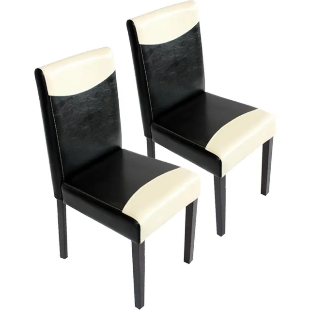 Cosmo Casa Set van 2 Eetkamerstoelen - Keukenstoelen - Kunstleer - Zwart & Wit - Donkere Poten