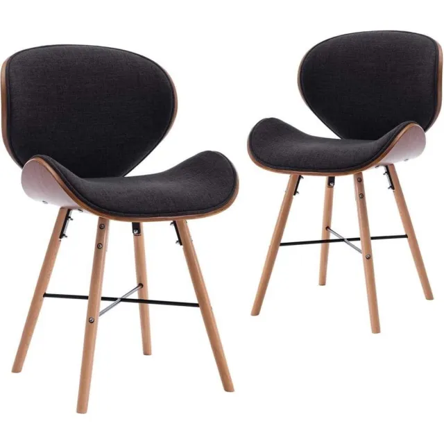 medina Eetkamerstoelen 2 st stof en gebogen hout donkergrijs bruin