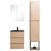 AquaVive - Praxis Eigen Merk Aquazuro Wastafelonderkast Napoli 59cm - Asgrijze Eik - Met 3 Lades - 59,4x75x47,5cm, foto 4