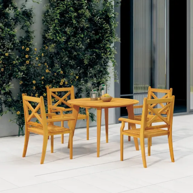 vidaXL Tuintafel Ø110x75 cm massief acaciahout bruin, foto 2