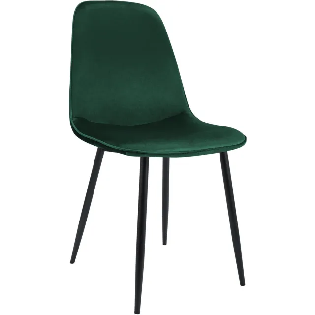 CLP Maryam Eetkamerstoel - klassiek - met rugleuning - zwart metalen frame - belastbaar tot 150 kg - Fluweel/groen