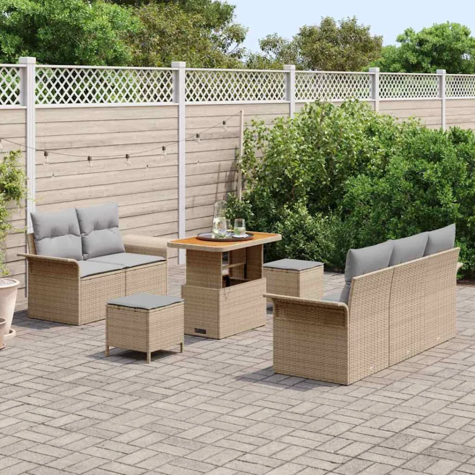 vidaXL Tuinbankenset 8 st Beige poly rattan, foto 3
