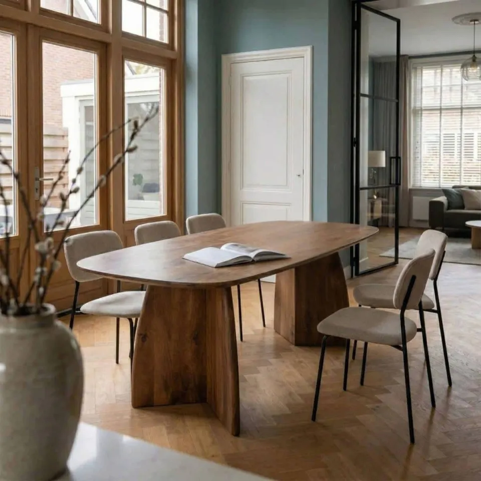 Giga Meubel Eettafel Majada - Deens Ovaal Donkerbruin Hout - 240x100x76cm, foto 4