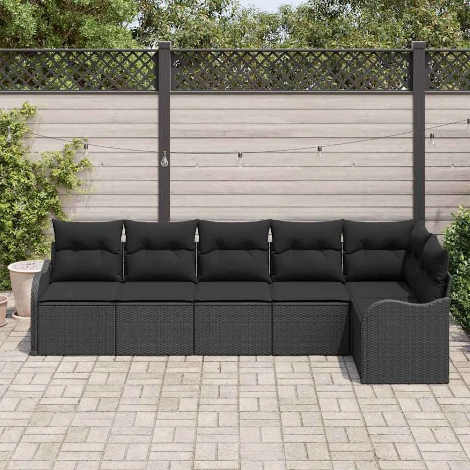 vidaXL Tuin Sofa Set 6 st Zwart poly rattan, foto 3