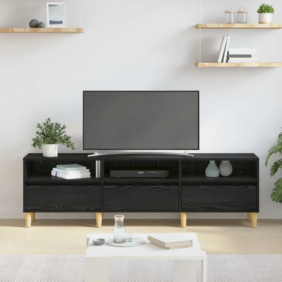 vidaXL TV-kast 150 x 30 x 45 cm Zwart Eiken Bewerkt hout, foto 4