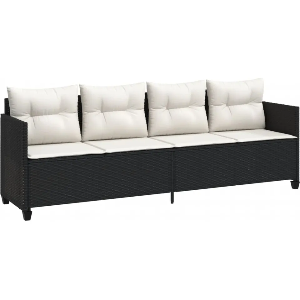 vidaXL 5-delige Loungeset met kussens poly rattan zwart