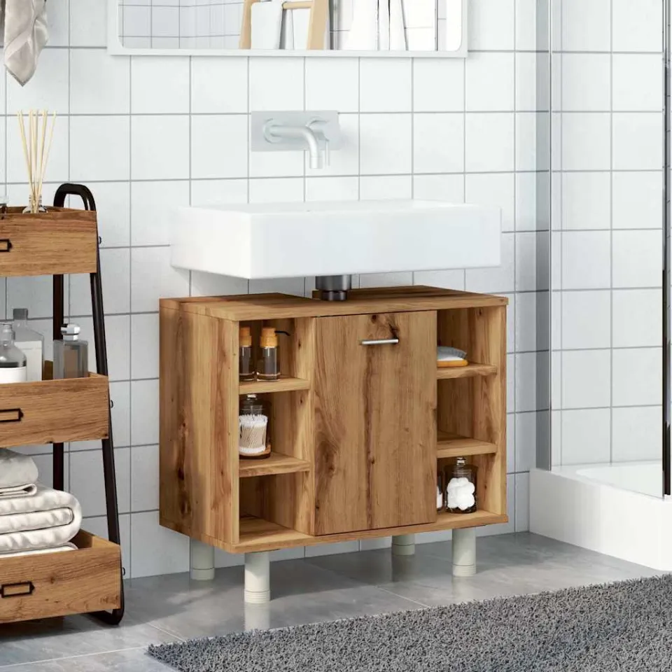 vidaXL Badkamerkast 60x32x53,5 cm bewerkt hout artisanaal eikenkleur, foto 4
