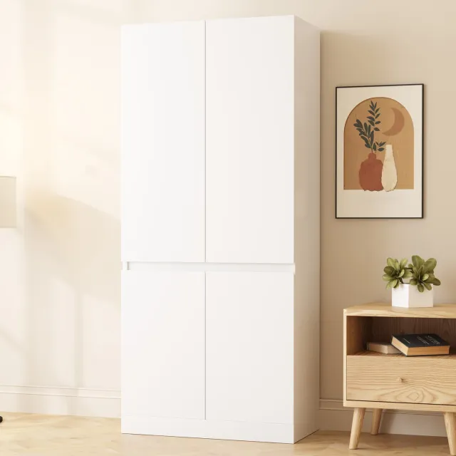 Maisentiel Witte kledingkast met dubbele deuren en hanggedeelte - 70 x 40 x 170 cm